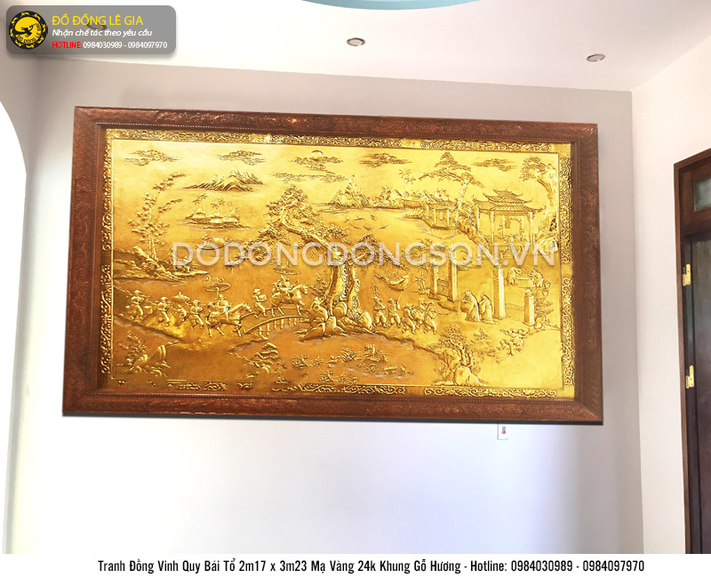Tranh vinh quy bái tổ phủ vàng 24k