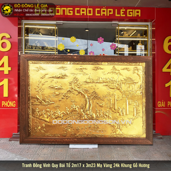 Tranh vinh quy bái tổ phủ vàng 24k