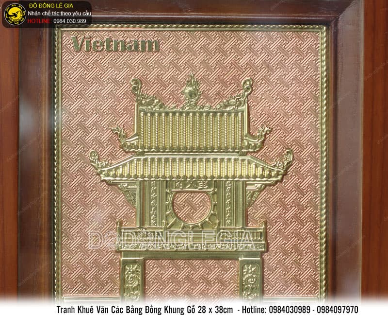 Tranh Khuê Văn Các bằng đồng 28x38cm