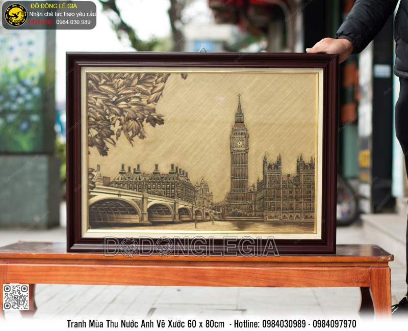 Tranh Mùa Thu Nước Anh vẽ xước 60x80cm