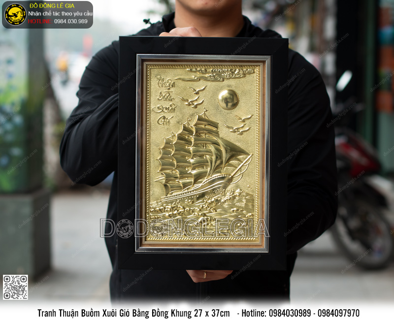 Tranh Thuận Buồm Xuôi Gió Khung Giả Gỗ 27 x 37cm