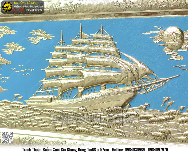 Tranh Thuận Buồm Xuôi Gió khung đồng 1m68 x 57cm