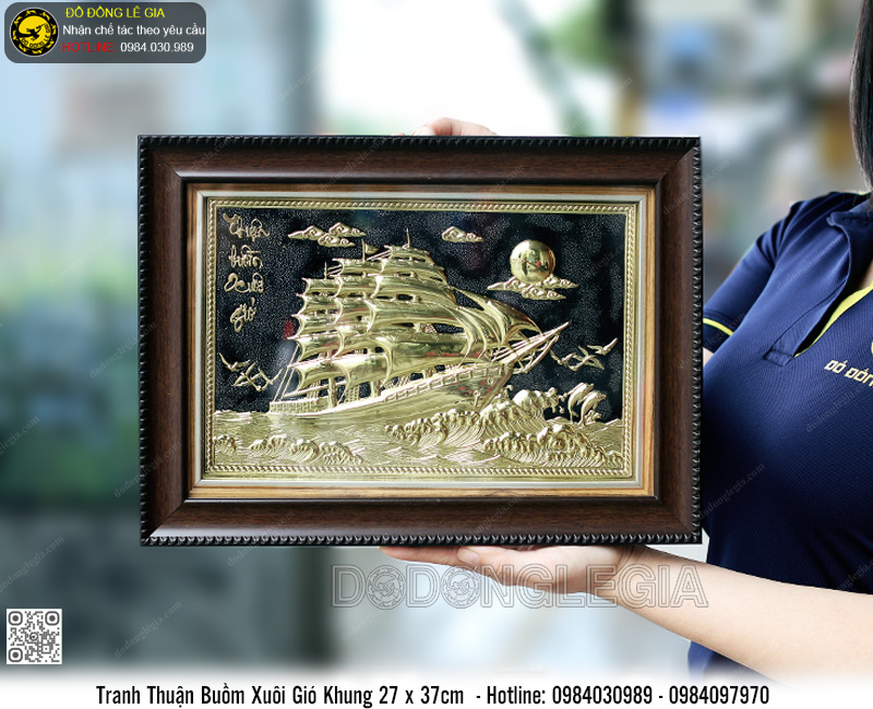 Tranh Thuận Buồm Xuôi Gió Bằng Đồng 27 x 37cm