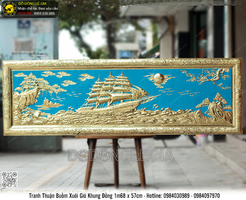Tranh Thuận Buồm Xuôi Gió khung đồng 1m68 x 57cm