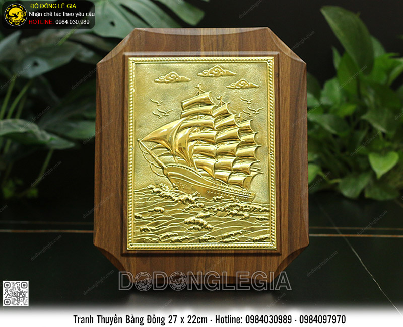 Tranh Thuận Buồm Xuôi Gió Để Bàn Bằng Đồng 22 x 27cm