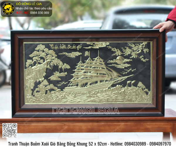 Tranh Thuận Buồm Xuôi Gió khung gỗ 52 x 92cm