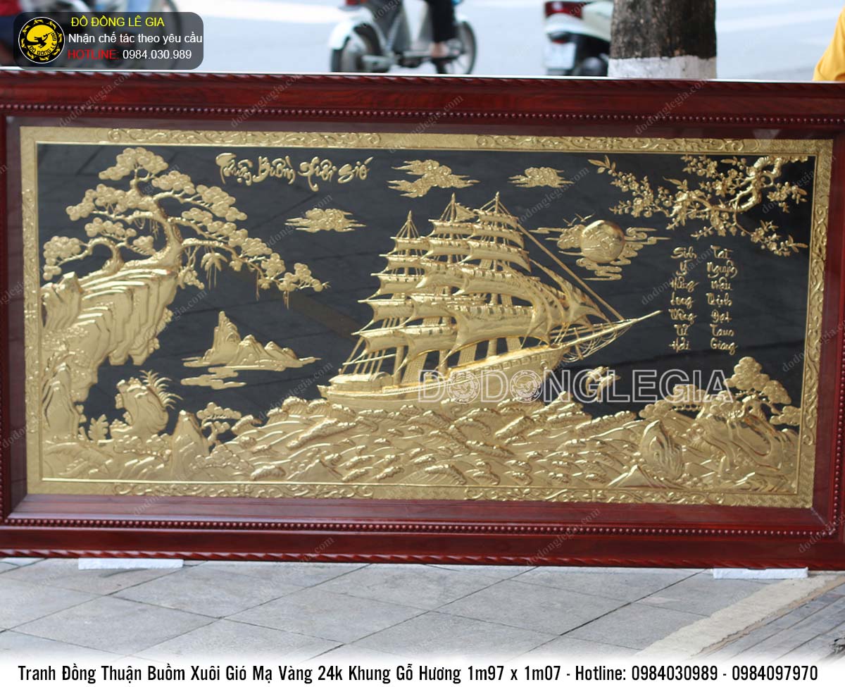 Tranh thuận buồm xuôi gió bằng đồng mạ vàng 24k