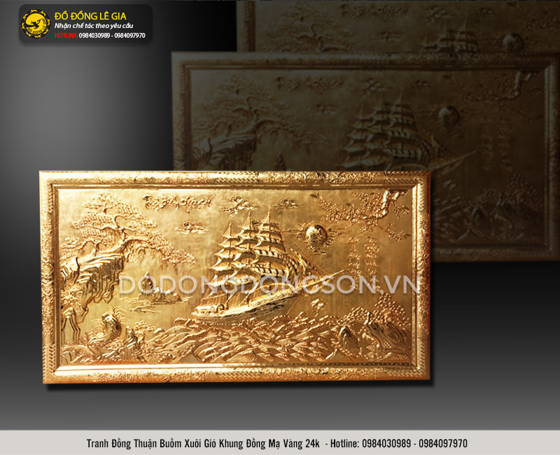 Tranh thuận buồm xuôi gió mạ vàng 24k khung đồng
