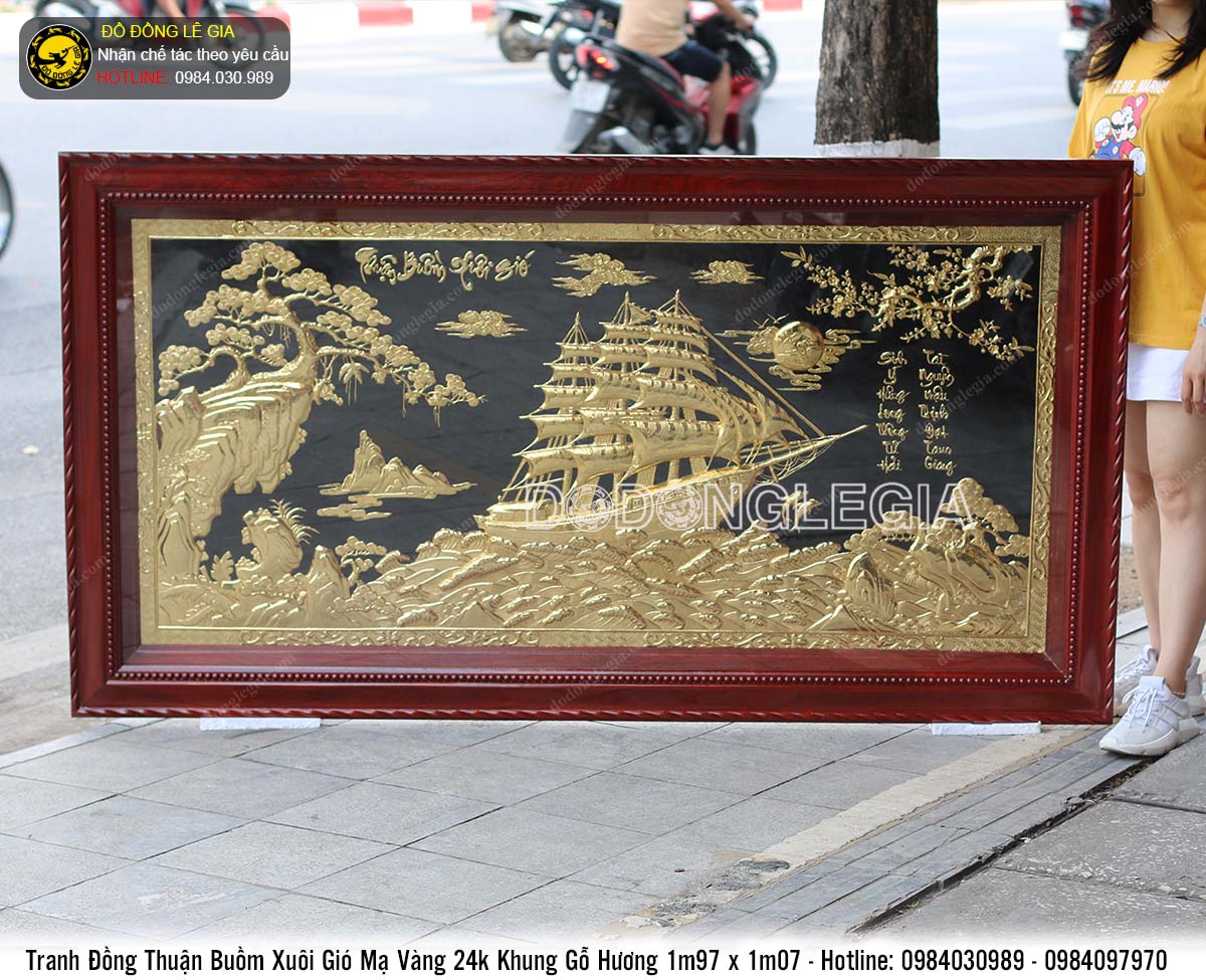 Tranh thuận buồm xuôi gió bằng đồng mạ vàng 24k