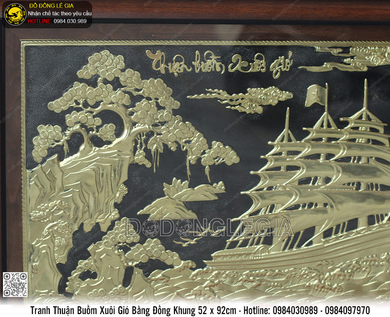 Tranh Thuận Buồm Xuôi Gió khung gỗ 52 x 92cm