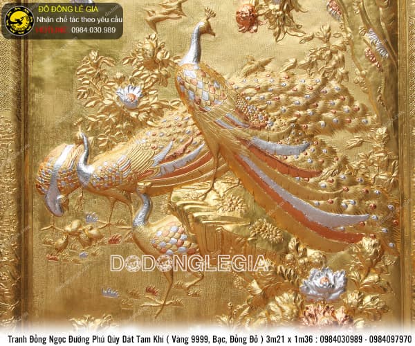 Tranh Ngọc Đường Phú Quý dát tam khí 3m21 x 1m36