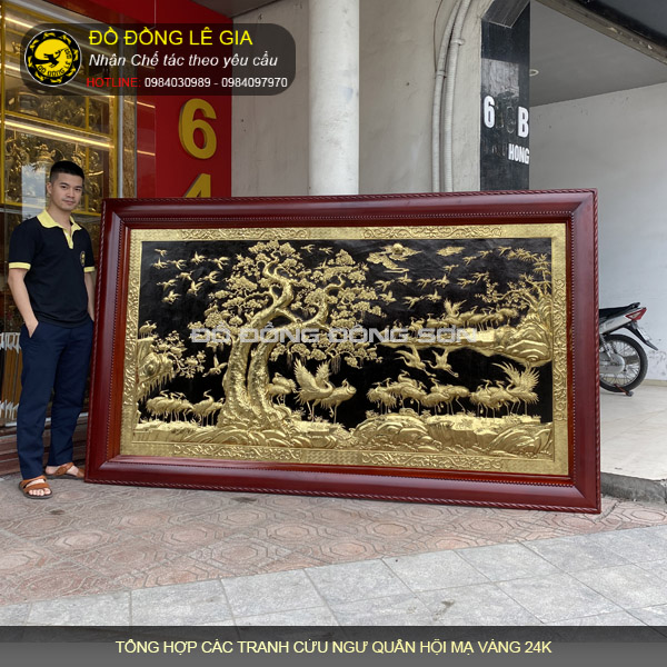 Tranh bách hạc quần tùng bằng đồng