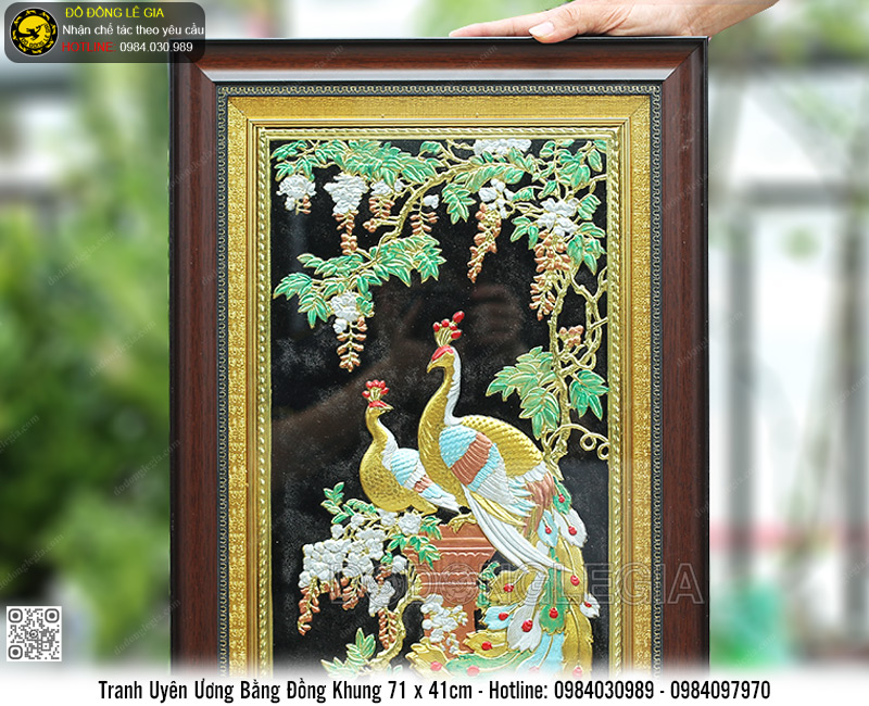 Tranh Uyên Ương Bằng Đồng Khung 71 x 41cm
