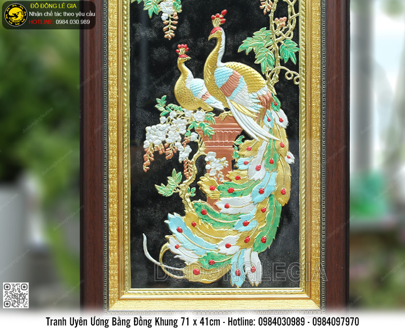 Tranh Uyên Ương Bằng Đồng Khung 71 x 41cm