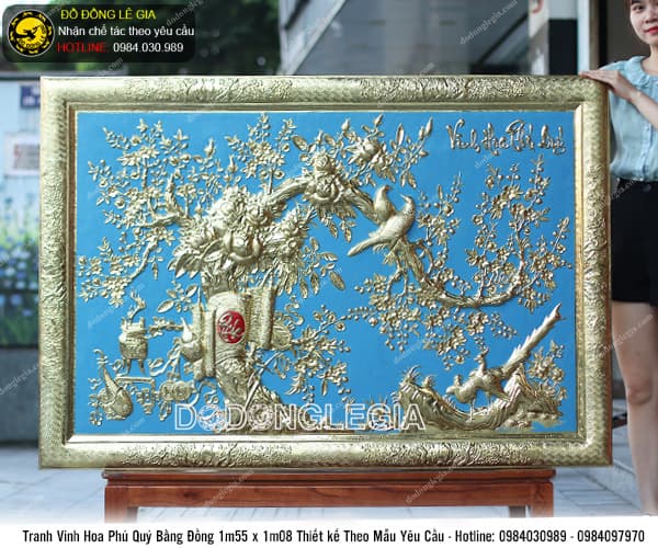Tranh Vinh Hoa Phú Quý khung đồng 1m55 x 1m08