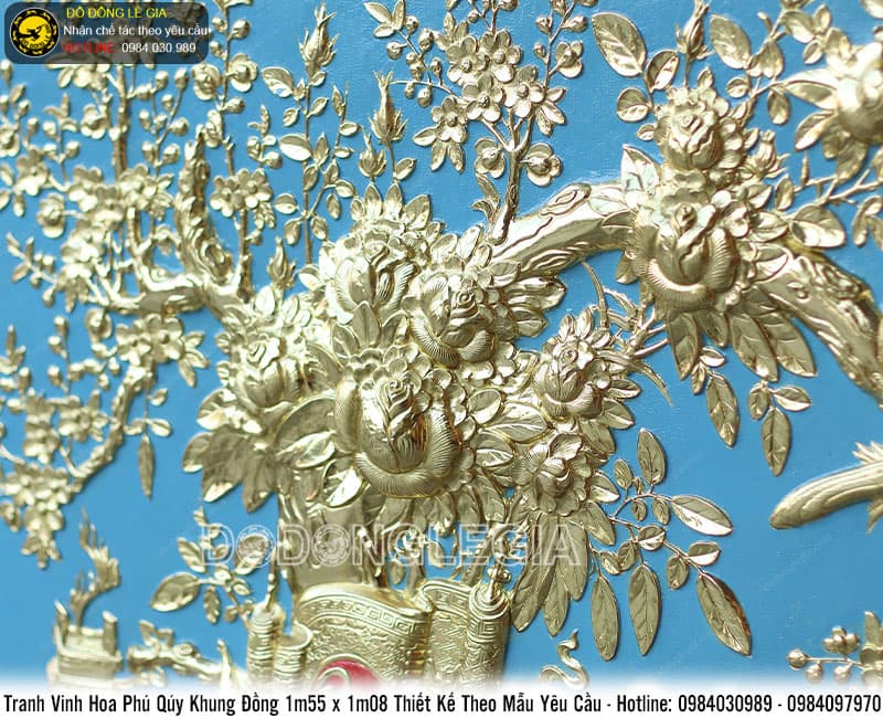 Tranh Vinh Hoa Phú Quý khung đồng 1m55 x 1m08