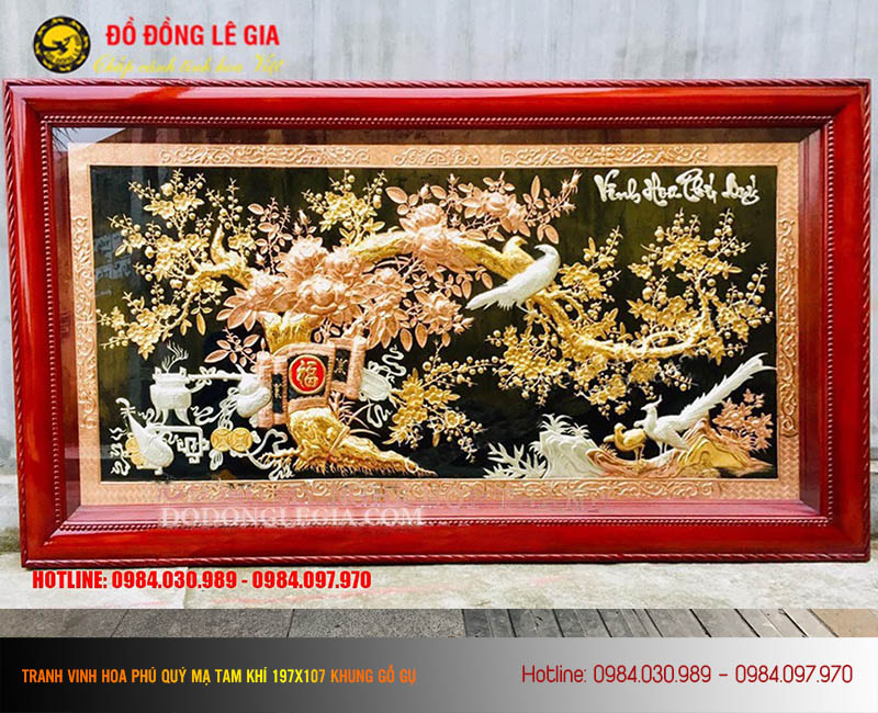 Tranh vinh hoa phú quý mạ tam khí