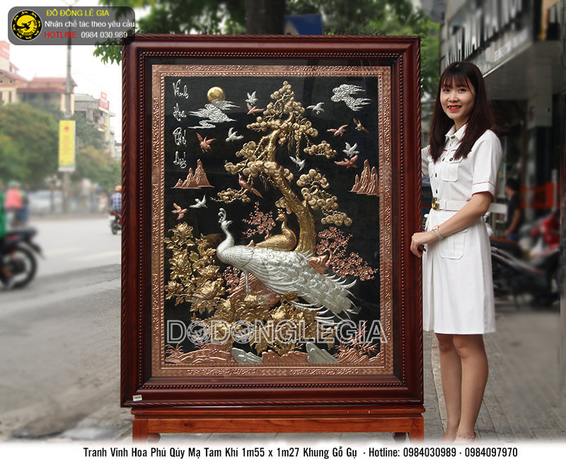 Tranh vinh hoa phú quý mạ tam khí 155cmx127cm