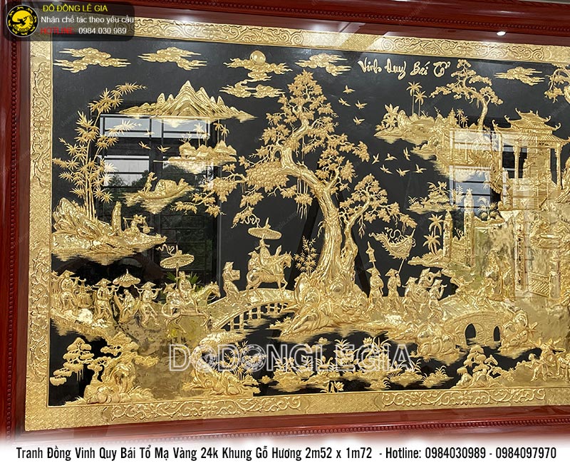 Tranh vinh quy bái tổ mạ vàng 24k KT 2m52x1m72