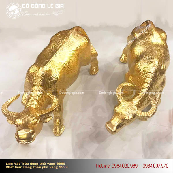 Đôi trâu đồng phủ vàng 9999