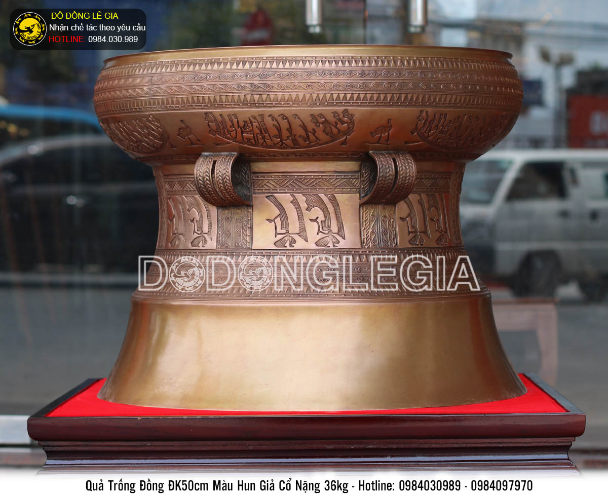 Đúc quả trống đường kính 50cm hoa văn chìm cho khách Hồ Chí Minh