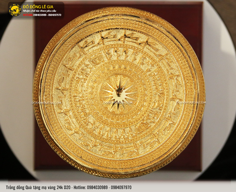 Trống đồng quà tặng mạ vàng 24k cao cấp các kích thước