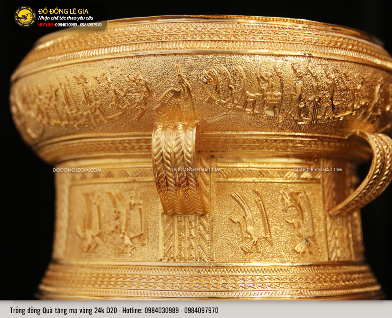 Trống đồng quà tặng mạ vàng 24k cao cấp các kích thước