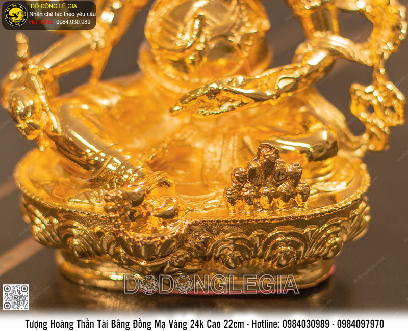 Tượng Hoàng Thần Tài bằng đồng mạ vàng 24k cao 22cm