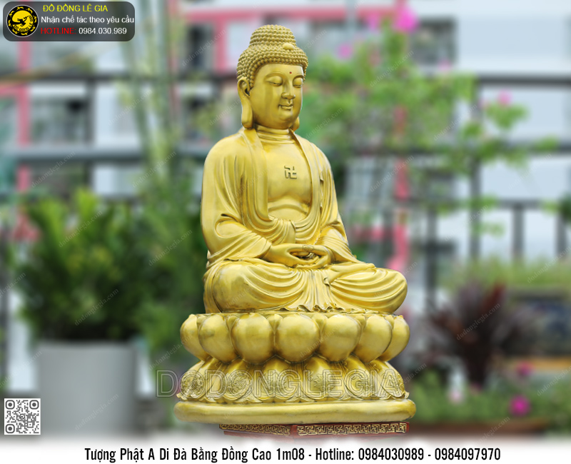 Tượng Phật A Di Đà Bằng Đồng Cao 1m08