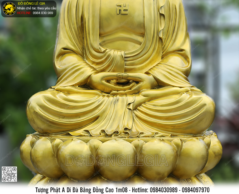 Tượng Phật A Di Đà Bằng Đồng Cao 1m08