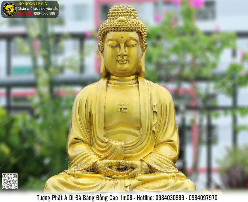 Tượng Phật A Di Đà Bằng Đồng Cao 1m08