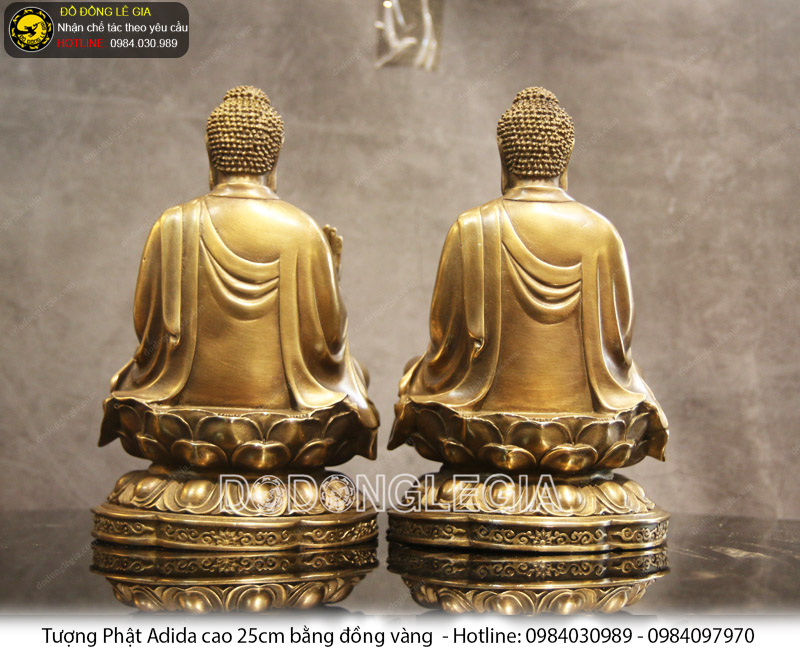 Tượng phật A Di Đà bằng đồng cao 25 cm