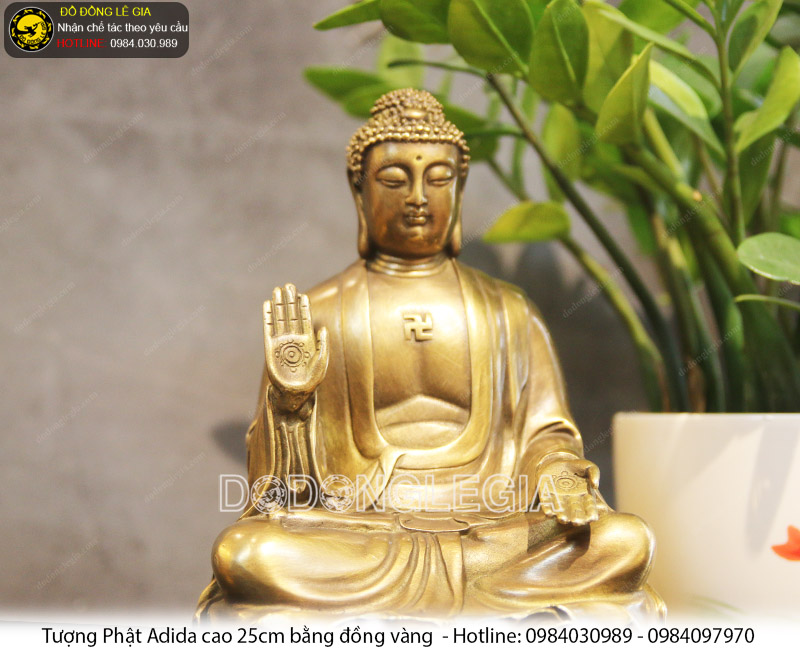 Tượng phật A Di Đà bằng đồng cao 25 cm