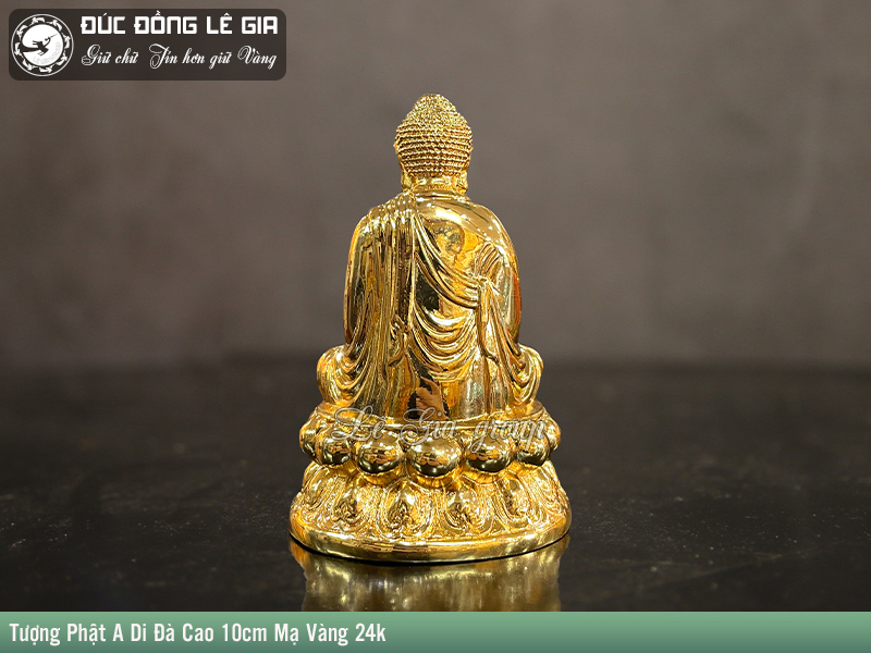 Tượng Phật A Di Đà bằng đồng  mạ vàng 24k cao 10cm 