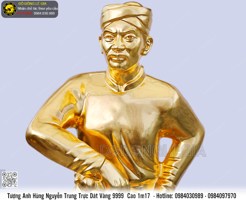 Tượng Đồng Nguyễn Trung Trực Dát Vàng 9999 Cao 1m17