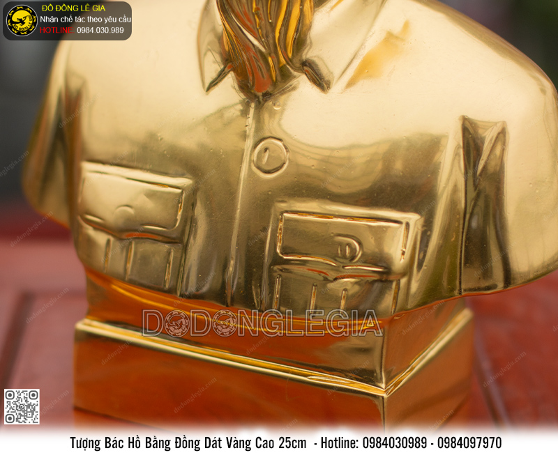 Tượng Bác Hồ Bằng Đồng Dát Vàng 9999 Cao 25cm