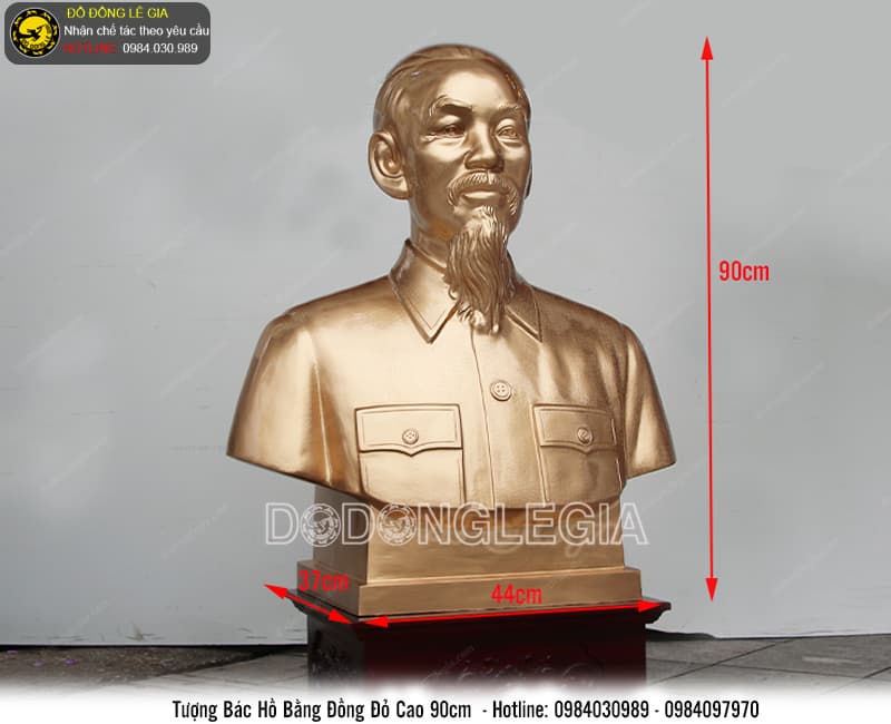 Tượng Bác Hồ cao 90cm bằng đồng đỏ