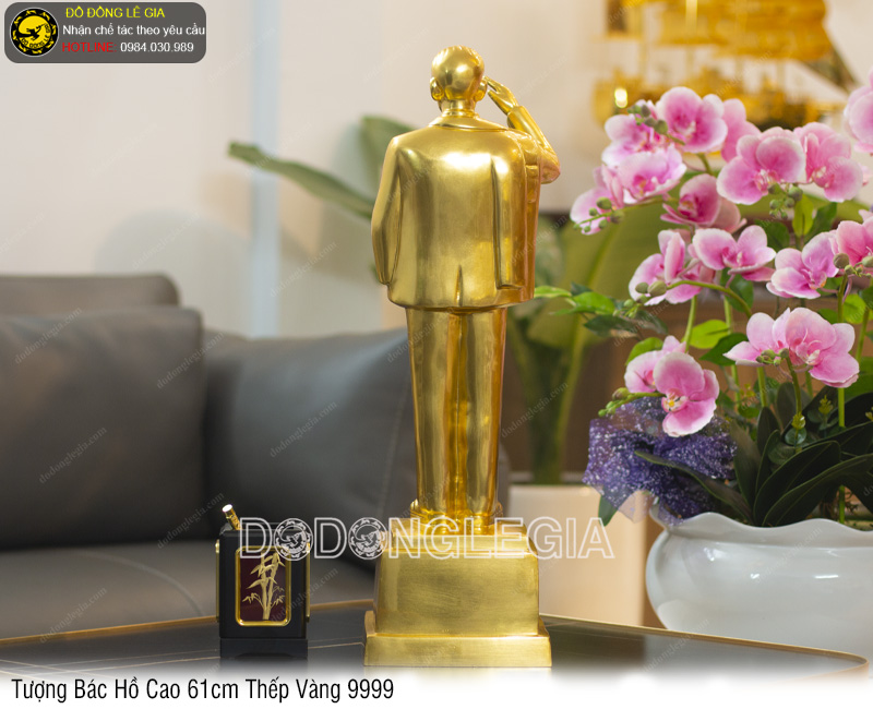 Tượng Bác Hồ cao 61cm thếp vàng 9999