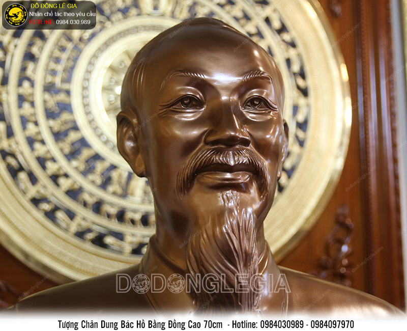 Tượng chân dung Bác Hồ bằng đồng cao 70cm
