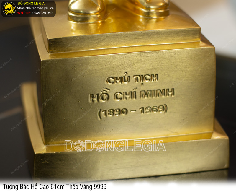 Tượng Bác Hồ cao 61cm thếp vàng 9999