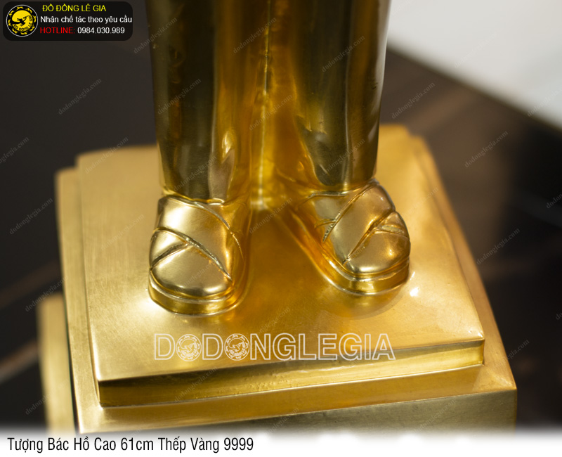 Tượng Bác Hồ cao 61cm thếp vàng 9999