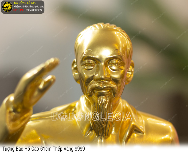 Tượng Bác Hồ cao 61cm thếp vàng 9999