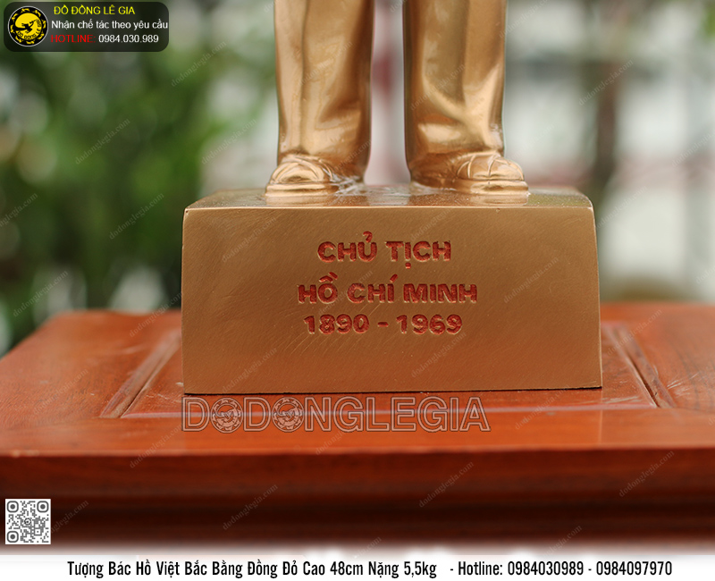 Tượng Bác Hồ Chiến Khu Bằng Đồng Đỏ Cao 48cm