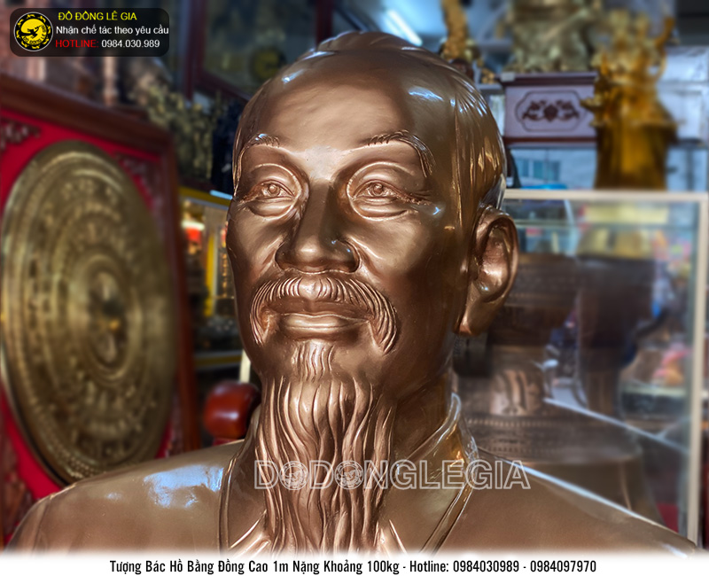 Tượng Bác Hồ bằng đồng đỏ cao 1m 