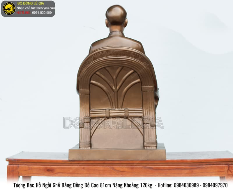 Tượng Bác Hồ Ngồi Ghế bằng đồng đỏ cao 81cm nặng 120kg