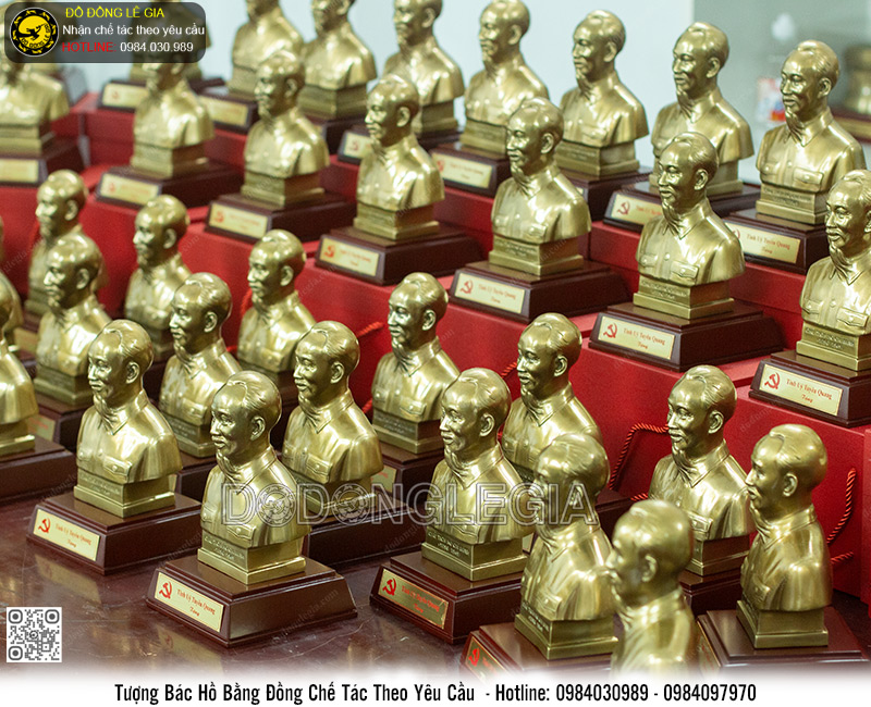 Tượng Bác Hồ Bằng Đồng Vàng Cao 42cm