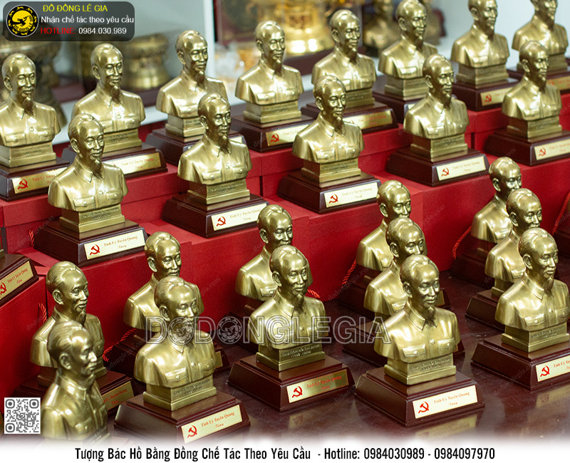 Tượng Bác Hồ Bằng Đồng Vàng Cao 42cm