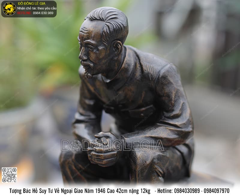 TƯỢNG BÁC HỒ NGOẠI GIAO NĂM 1946 CAO 42CM