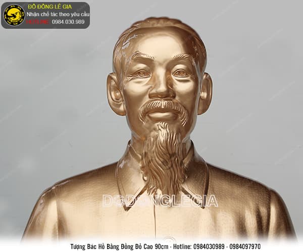 Tượng Bác Hồ cao 90cm bằng đồng đỏ