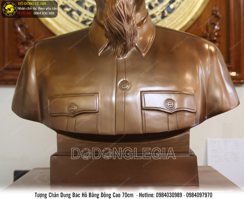 Tượng chân dung Bác Hồ bằng đồng cao 70cm